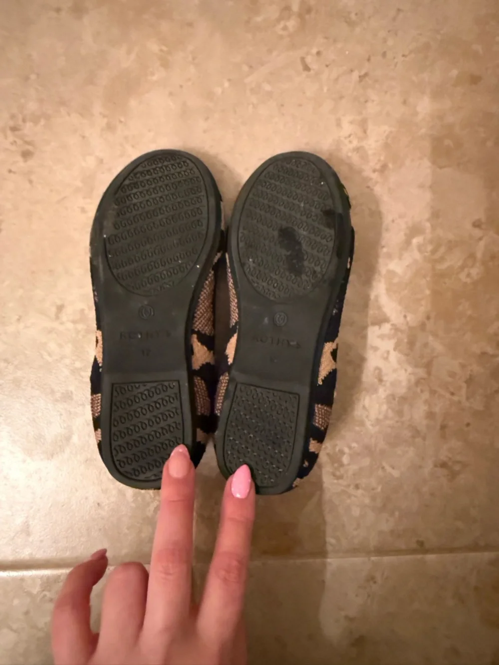 Rothy's Leopard Print Tan and Black Kids Slip-On Dress Shoes